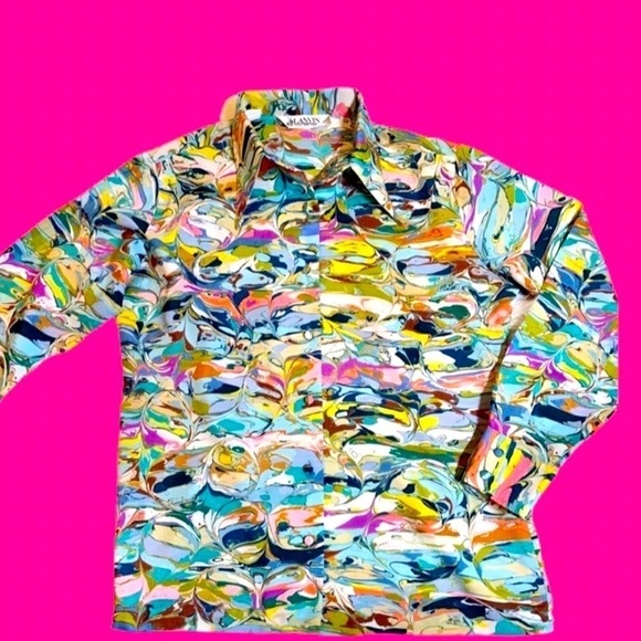 Vintage Lanvin silk shirt Jackson pollack button up - Picture 1 of 14